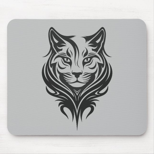 Cat Portrait Furry Cool Vector Graphic Mouse Mat (Front)