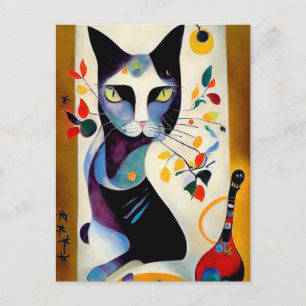 Cat portrait in expressionistic style. Art Postcard
