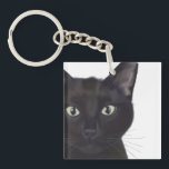 Cat, Portrait of Gus Key Ring<br><div class="desc">Cat,  Portrait of Gus by Fabfunky. Features an upclose image of a cute black cat. | 191548D</div>