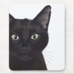 Cat, Portrait of Gus Mouse Mat<br><div class="desc">Cat,  Portrait of Gus by Fabfunky. Features an upclose image of a cute black cat. | 191548D</div>