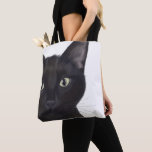 Cat, Portrait of Gus Tote Bag<br><div class="desc">Cat,  Portrait of Gus by Fabfunky. Features an upclose image of a cute black cat. | 191548D</div>