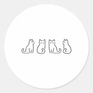 Cat Poses Cat Lover Minimalist Art  Classic Round Sticker