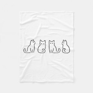 Cat Poses Cat Lover Minimalist Art Fleece Blanket