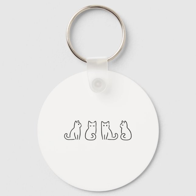 Cat Poses Cat Lover Minimalist Art  Key Ring (Front)