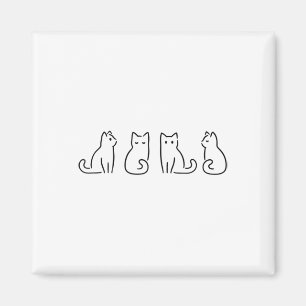 Cat Poses Cat Lover Minimalist Art  Magnet