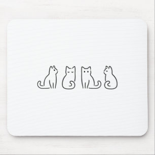Cat Poses Cat Lover Minimalist Art Mouse Mat