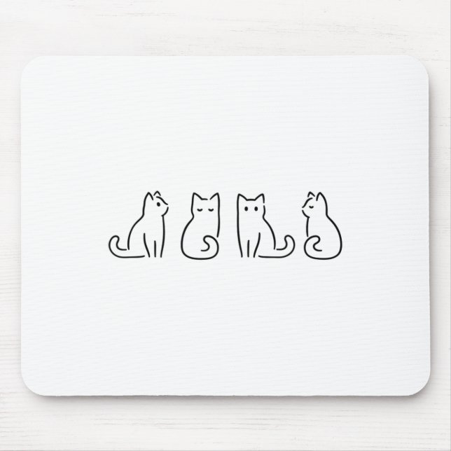 Cat Poses Cat Lover Minimalist Art  Mouse Mat (Front)