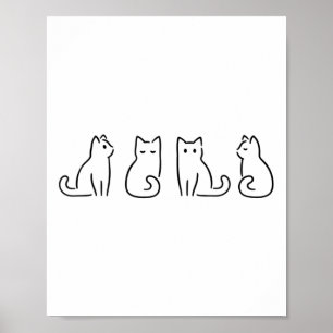 Cat Poses Cat Lover Minimalist Art Poster