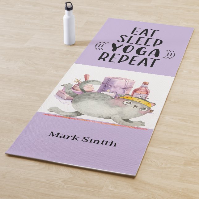 Cat Posing Yoga Eat Sleep Repeat  Yoga Mat (In Situ)