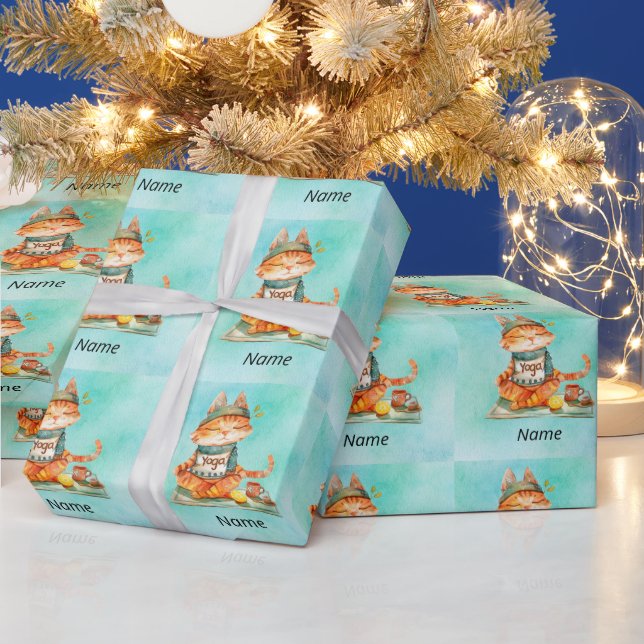 Cat Posing Yoga  Wrapping Paper (Holidays)