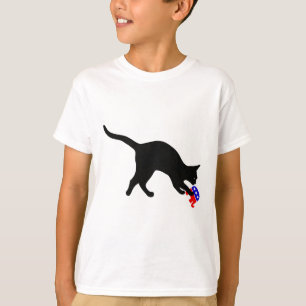 Cat Pouncing On Gop Elephant Funny Democat T-Shirt
