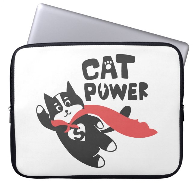Cat power - Choose background color Laptop Sleeve (Front)