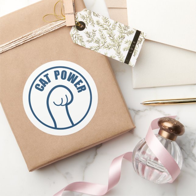Cat Power Classic Round Sticker (Gifting)