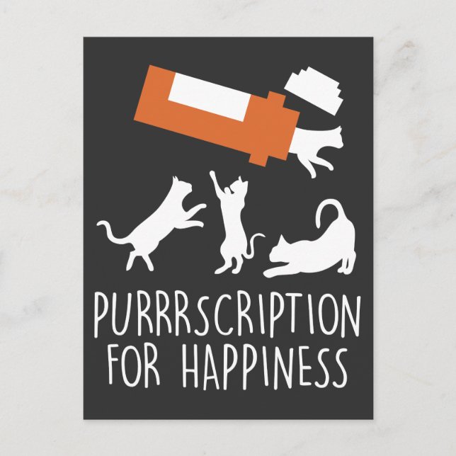 Cat Prescription Funny Feline Medicine Kitten Postcard (Front)