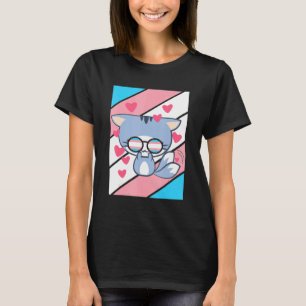 Cat Pride heart Transgender Flag LGBT Proud Ally P T-Shirt
