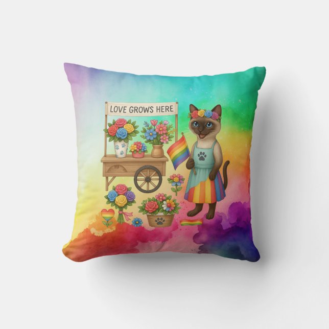 Cat Pride Paws Cat-inspired Pride LGBTQ Cushion (Front)