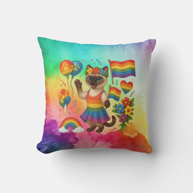 Cat Pride Paws Cat-inspired Pride LGBTQ Cushion (Front)