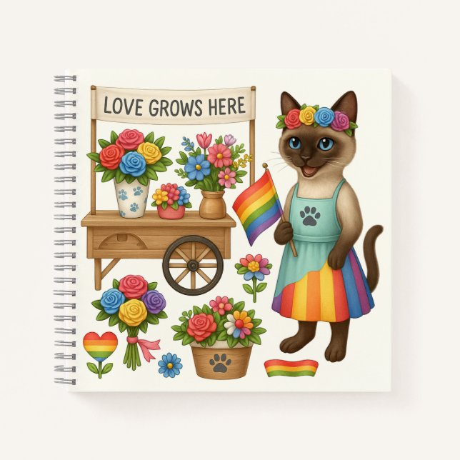 Cat Pride Paws Cat-inspired Pride LGBTQ Notebook (Front)