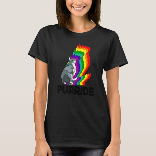 Cat Pride Purride Cat Rainbow Colour  Cat  Kitten  T-Shirt (Front)