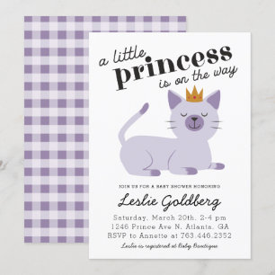 Cat Princess Baby Shower Purple Invitation