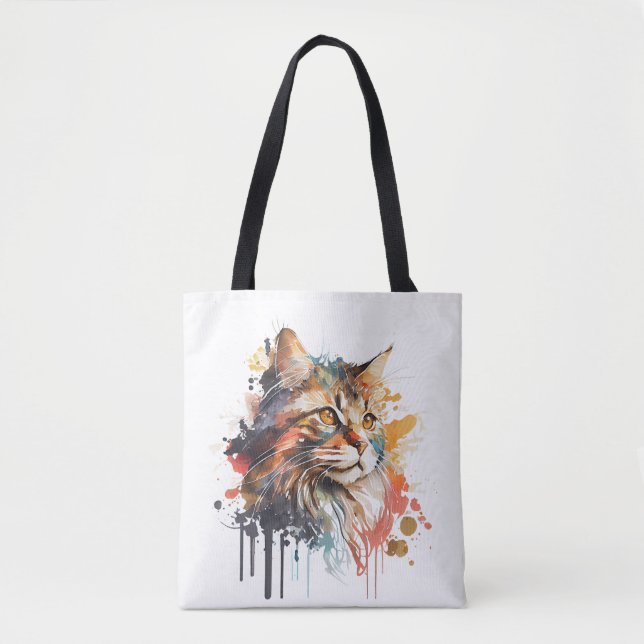 Cat Print for Cat Lover Cat Mum Tote Bag (Front)
