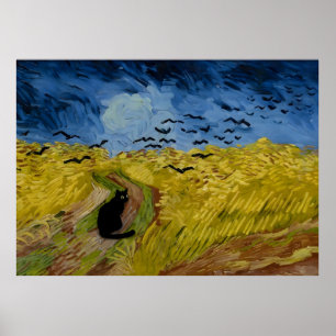 Cat Print Vincent Van Gogh Wheatfield with Crows
