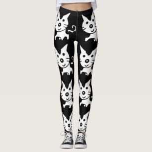 CAT PRINT YOGA PANTS BLACK