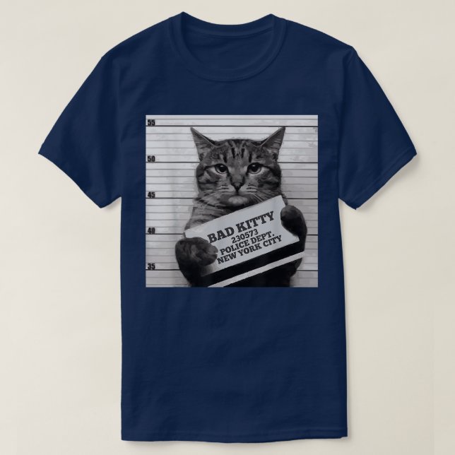 Cat Prison Jail Prisoner Bad Kitty Mugshot  T-Shirt (Design Front)