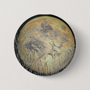 Cat Profile  and Full Moon 6 Cm Round Badge
