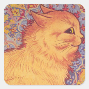 Cat Profile By Louis Wain Square Sticker