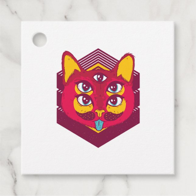 Cat Psychedelic Favour Tags (Front)