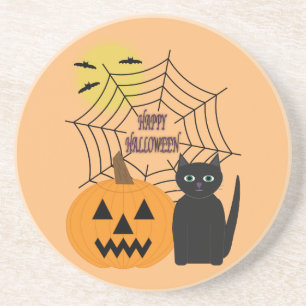 Cat & Pumpkin Halloween Coaster