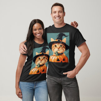 Cat pumpkin Halloween Day Gifts Couple T-Shirt