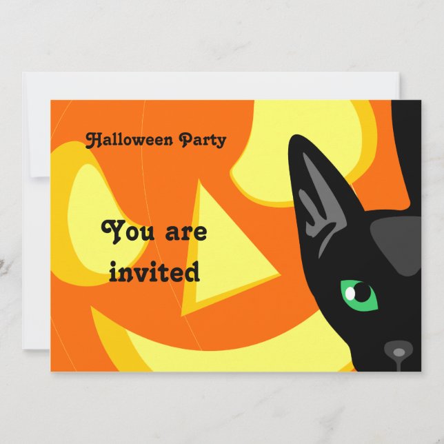 Cat Pumpkin Halloween Invitation (Front)