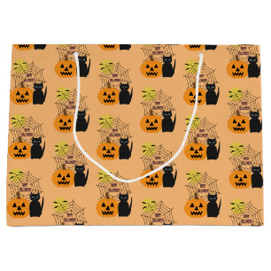 Cat & Pumpkin Halloween Large Gift Bag