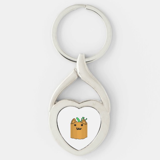 Cat Pumpkin Halloween Sticker Key Ring (Front)
