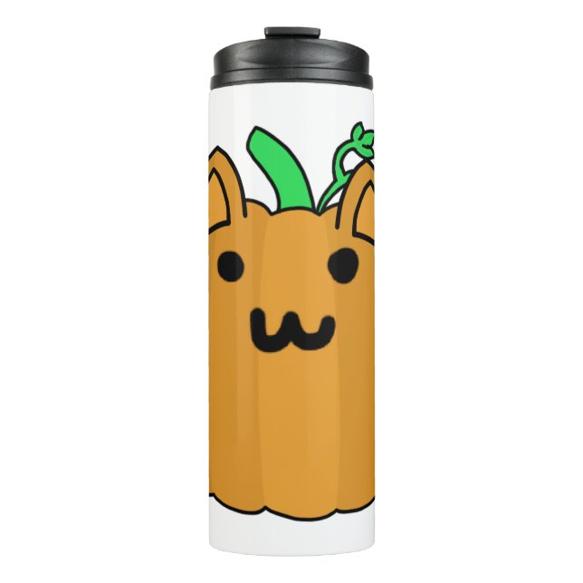 Cat Pumpkin Halloween Sticker Thermal Tumbler (Front)