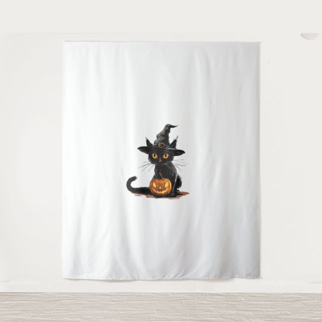Cat Pumpkin Halloween  Tapestry (Front)