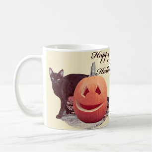 Cat & Pumpkin Happy Halloween Coffee Mug