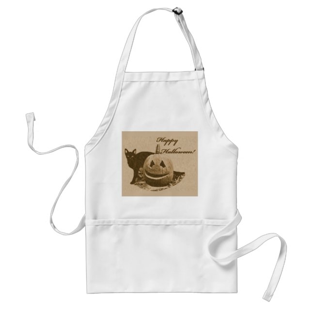 Cat & Pumpkin Happy Halloween Standard Apron (Front)