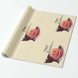 Cat & Pumpkin Happy Halloween Wrapping Paper