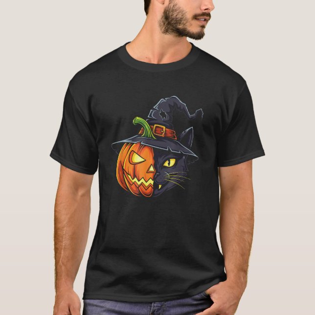 Cat Pumpkin Jack O Lantern Halloween Kids Mens Wom T-Shirt (Front)