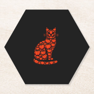 Cat Pumpkin Jack O Lantern Halloween Mens Womens K Paper Coaster
