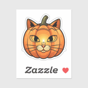 Cat Pumpkin Lantern Face – Halloween Vinyl Sticker