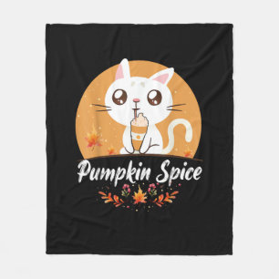 Cat Pumpkin Spice Shirt Cute It's Fall Y'all Pumpk Fleece Blanket