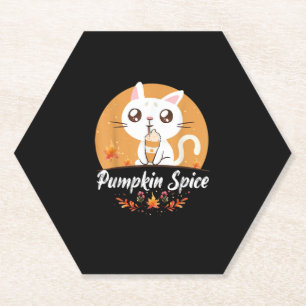 Cat Pumpkin Spice Shirt Cute It's Fall Y'all Pumpk Paper Coaster