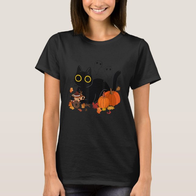 Cat Pumpkins Fall Thanksgiving Halloween Costume   T-Shirt (Front)