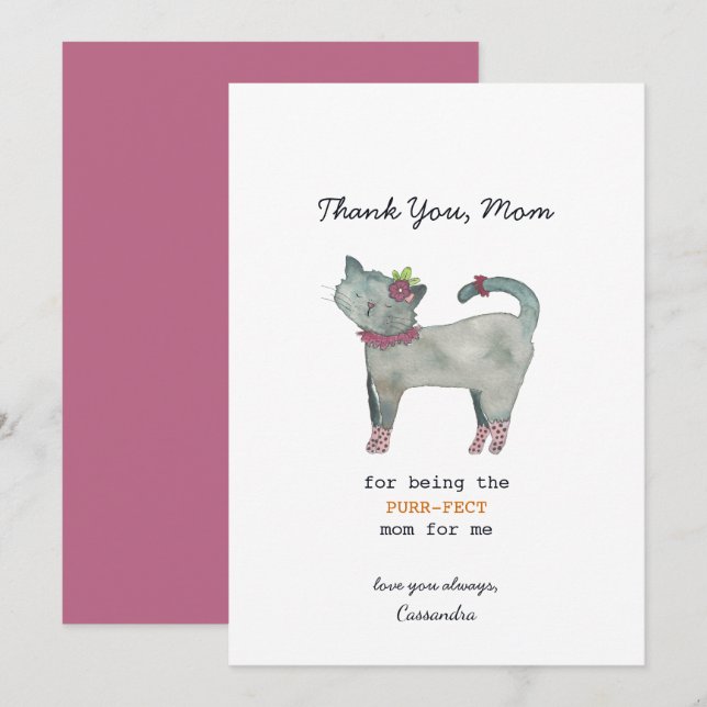 Cat Pun Purrfect Mother's Day Card (Front/Back)