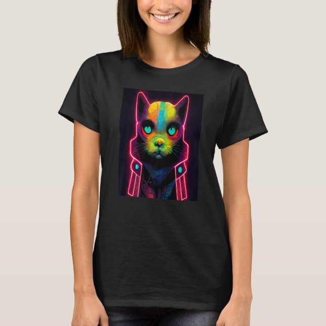 Cat Punk Cyborg Men Women Boys Girls   5 T-Shirt (Front)