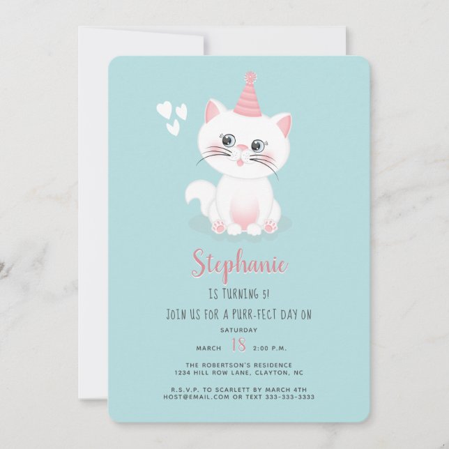 Cat Purr-fect Day Birthday Invitation (Front)